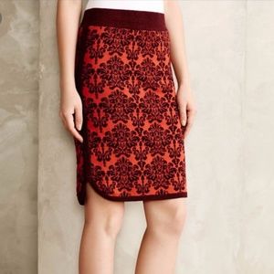 Anthropologie Moth Orange Patterned Pencil Skirt